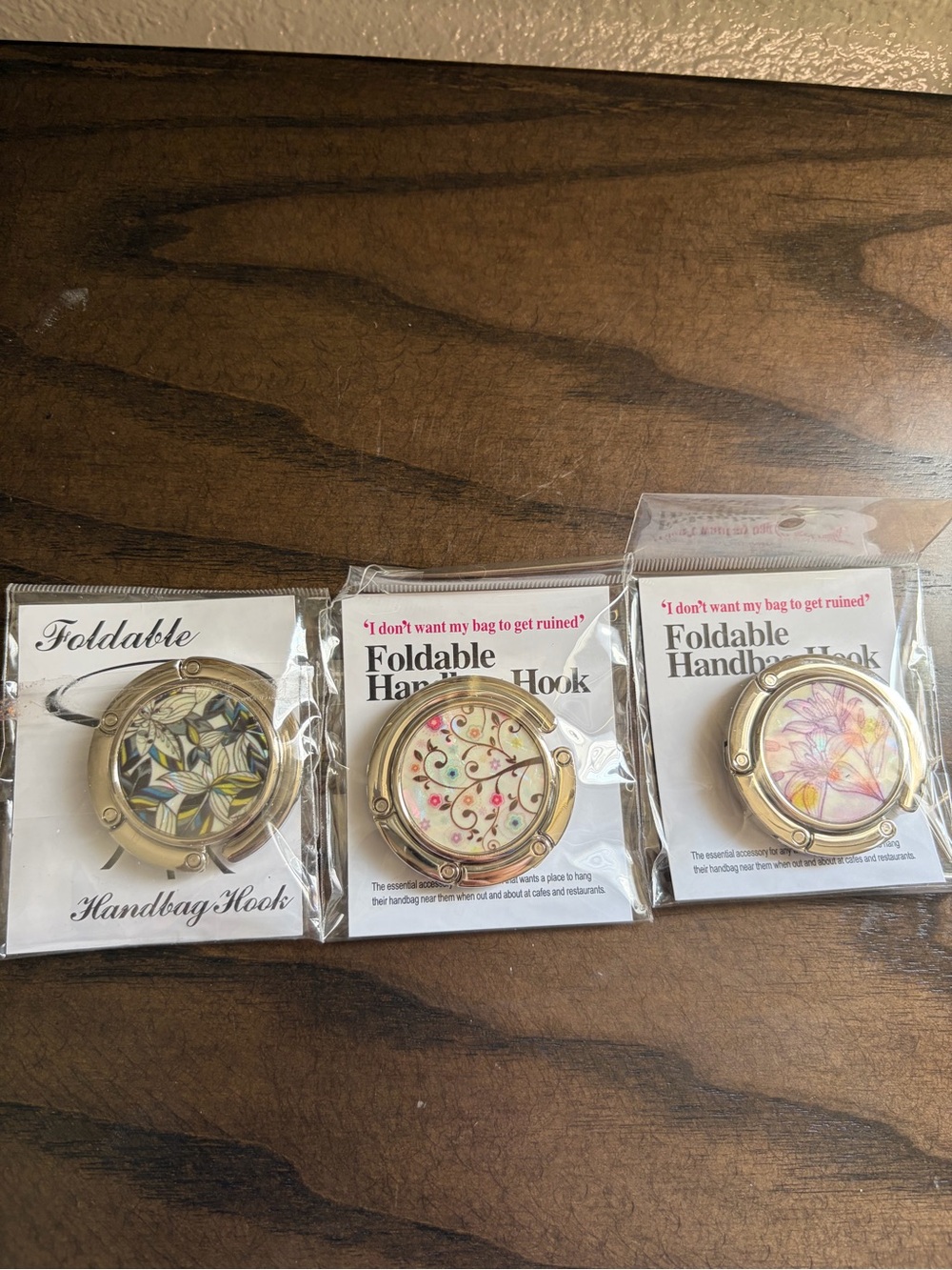 Foldable Handbag Hook with Floral Designs